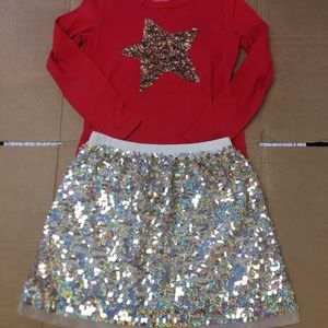 Crewcuts Sparkle Skirt and shirt